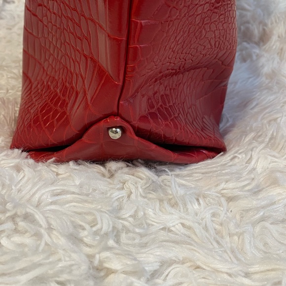 Red vinyl small tote by Borghese - Picture 2 of 5